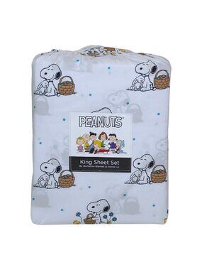 Peanuts Snoopy King Sheet Set By Berkshire Easter Spring Basket Floral Polyester